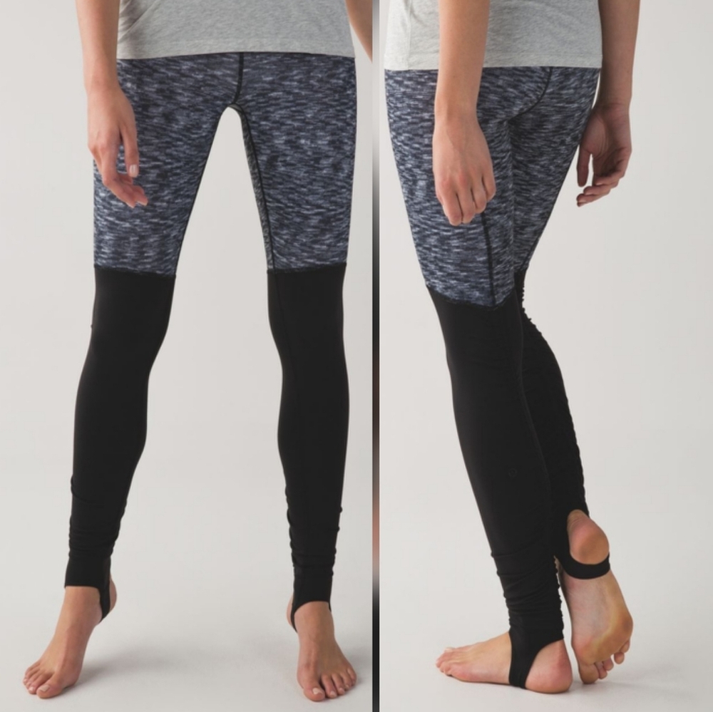 Lululemon Stirrup Wunder Under Leggings Dramatic Static Black White  Space Dye
